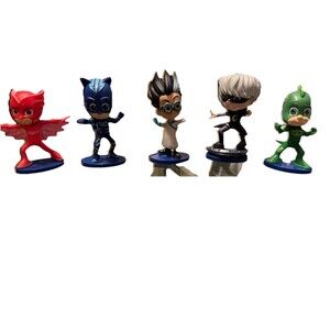 PJ Masks Action Figure Set-5 Character Toy Figures with Stands -Catboy, Owlet